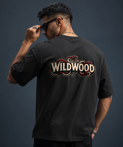 Black Oversized Snake Graphic T-Shirt for Men & Women | Wildwood
