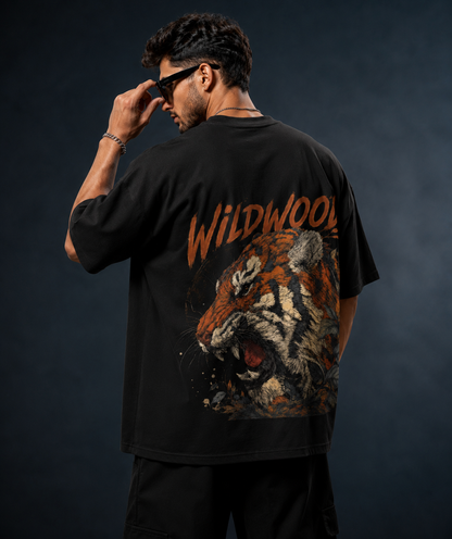 Men's Oversized Tiger Back Print T-Shirt |UNISEX| Wildwood Fashion