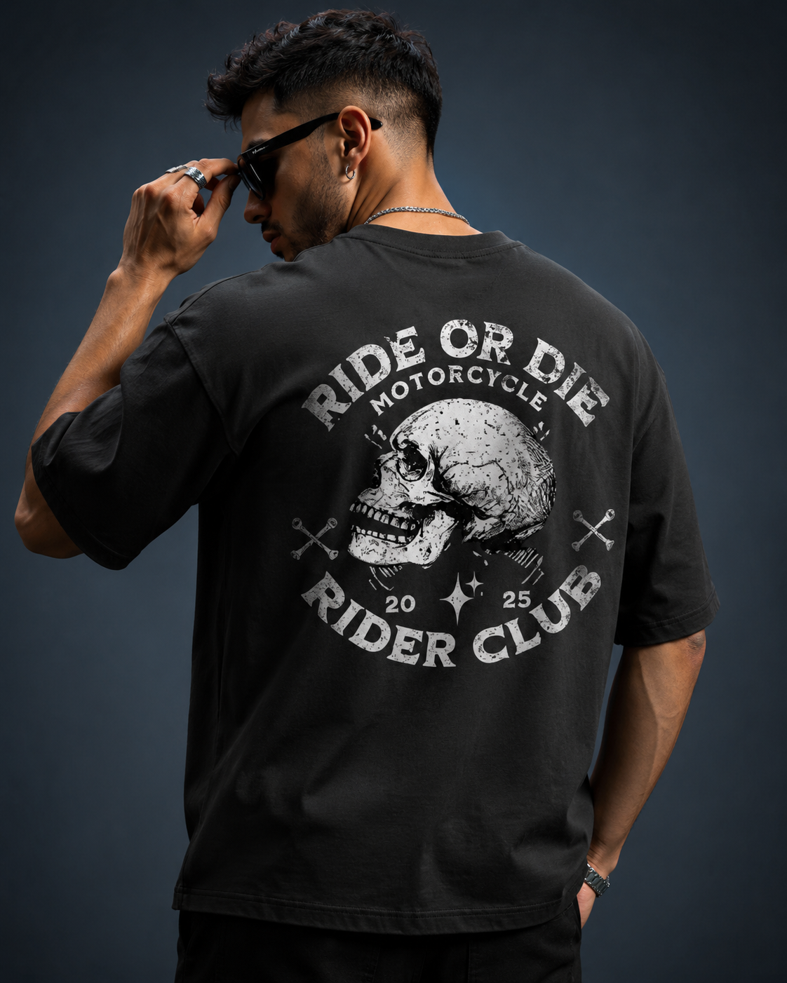Ride Or Die Motorcycle Skull Oversized T-Shirt – Vintage Biker Club Graphic Tee|WILDWOOD