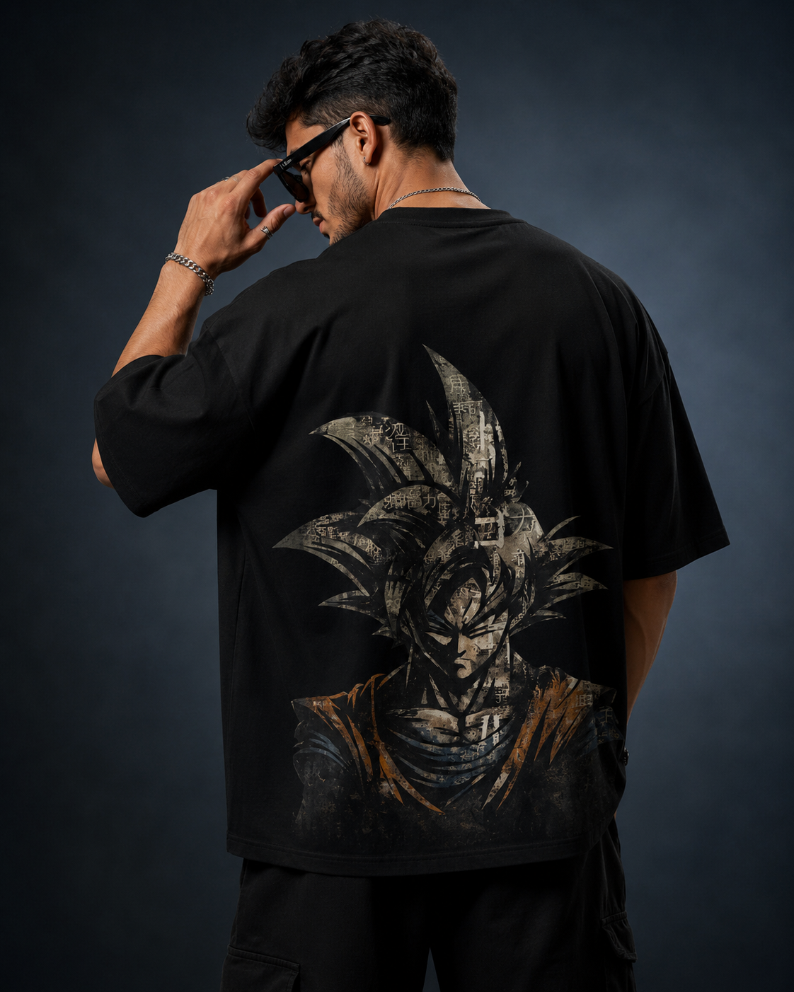 Goku Anime Back Print Oversized T-Shirt | Urban Streetwear Black Tee|UNISEX|Wildwood