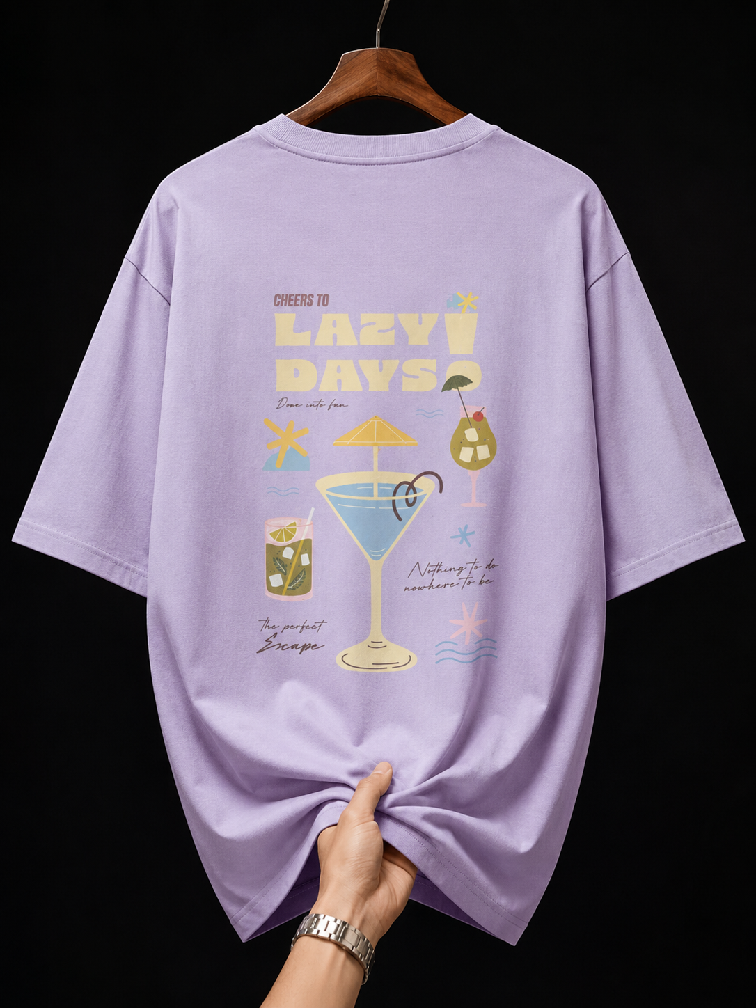 "Lazy Days" Retro Cocktail Unisex Oversized Classic T-Shirt