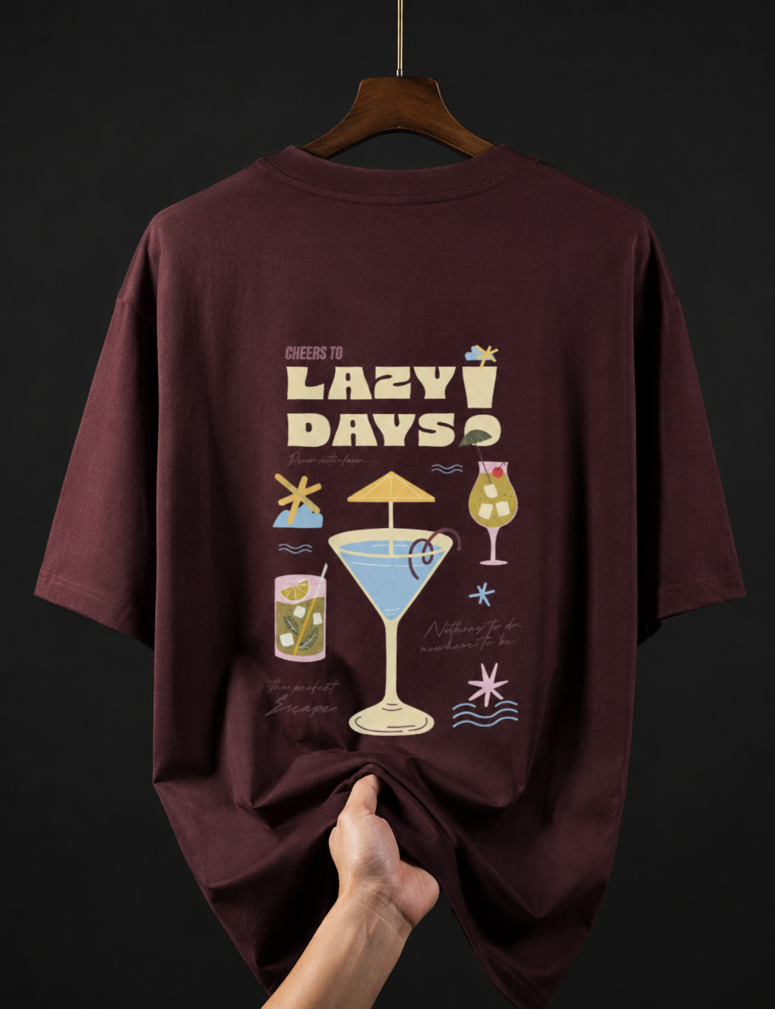 "Lazy Days" Retro Cocktail Unisex Oversized Classic T-Shirt