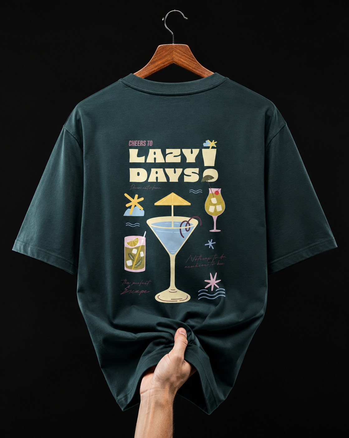 "Lazy Days" Retro Cocktail Unisex Oversized Classic T-Shirt