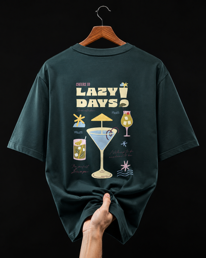 "Lazy Days" Retro Cocktail Unisex Oversized Classic T-Shirt