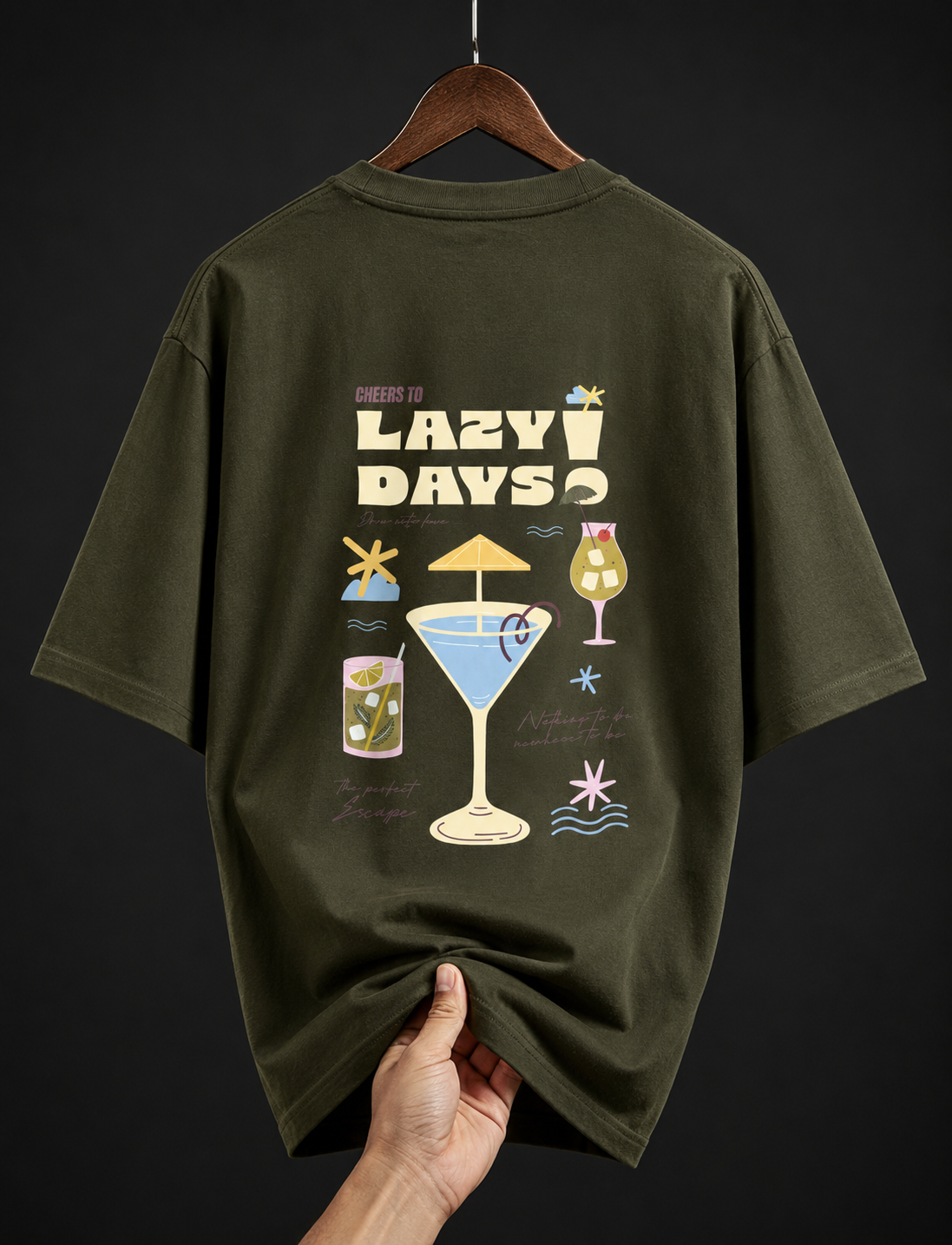 "Lazy Days" Retro Cocktail Unisex Oversized Classic T-Shirt