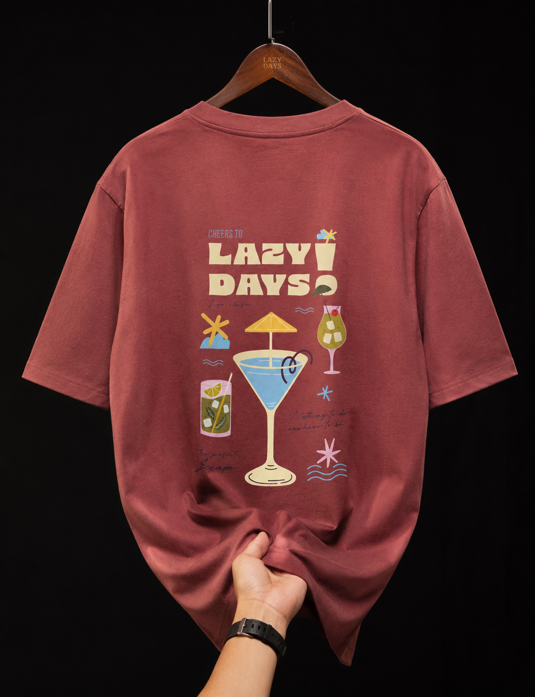 "Lazy Days" Retro Cocktail Unisex Oversized Classic T-Shirt