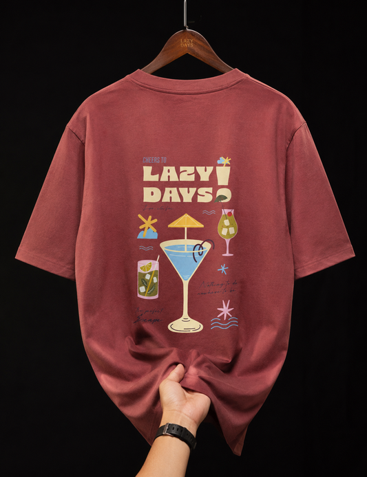 "Lazy Days" Retro Cocktail Unisex Oversized Classic T-Shirt